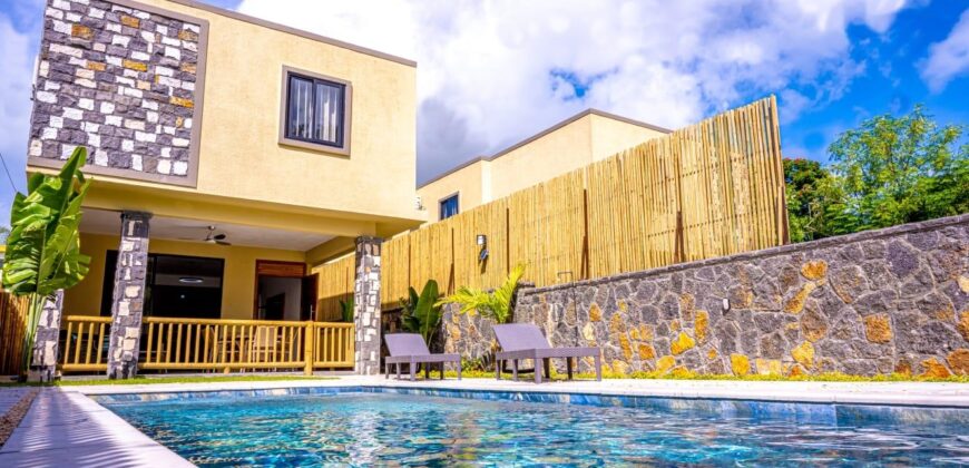 En location une récente villa individuelle avec piscine, nichée dans un quartier résidentiel à Pointe aux Canonniers