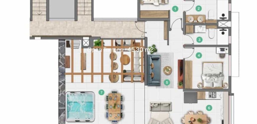 Accessible aux étrangers: A vendre penthouse en PDS, à proximité de la plage et des commerces à Tamarin.